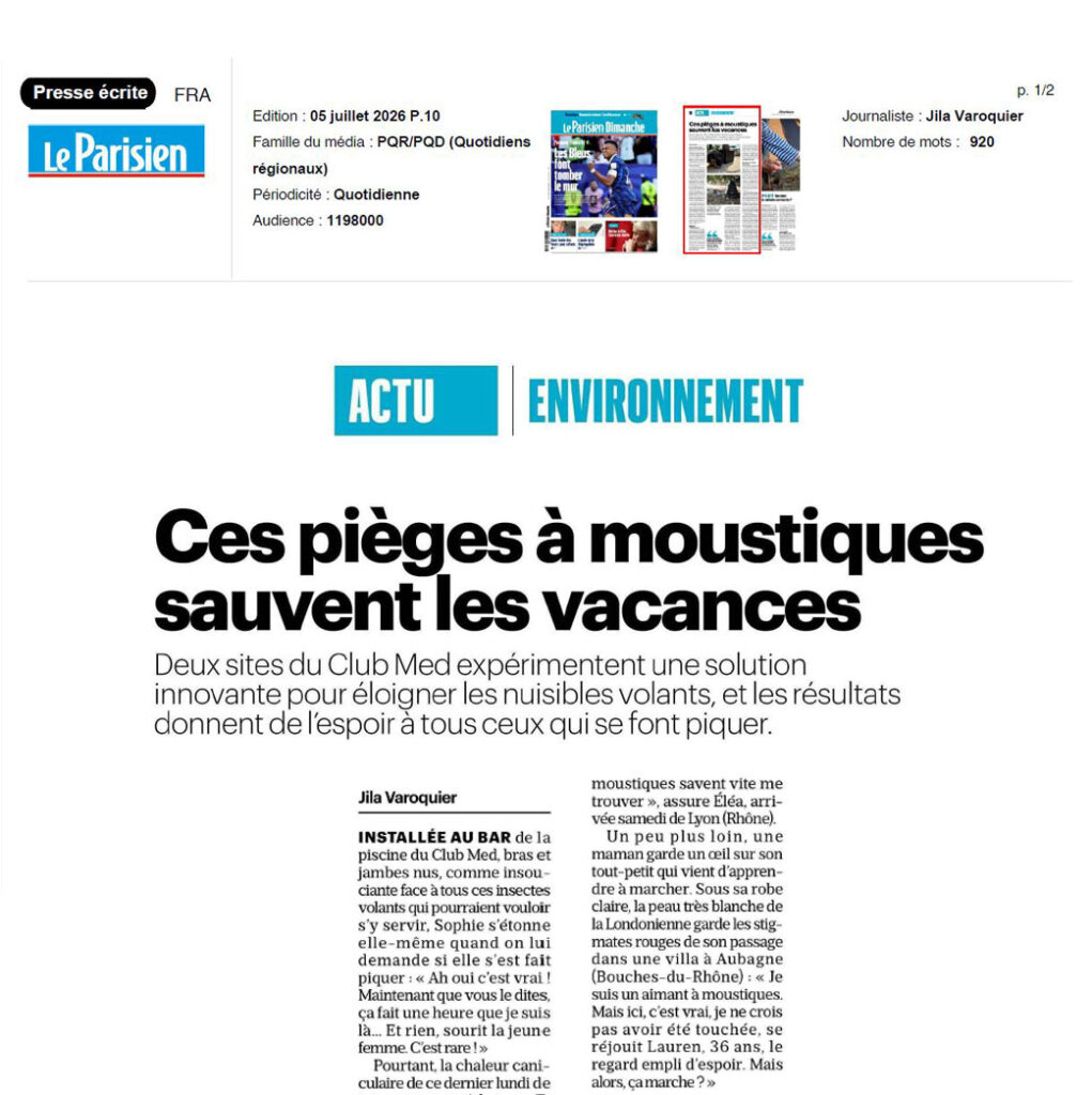 Une journaliste du Parisien s'est rendue au Club Med pour découvrir les pièges Biogents en action. Qu'a-t-elle appris sur place ? À découvrir dans son reportage !